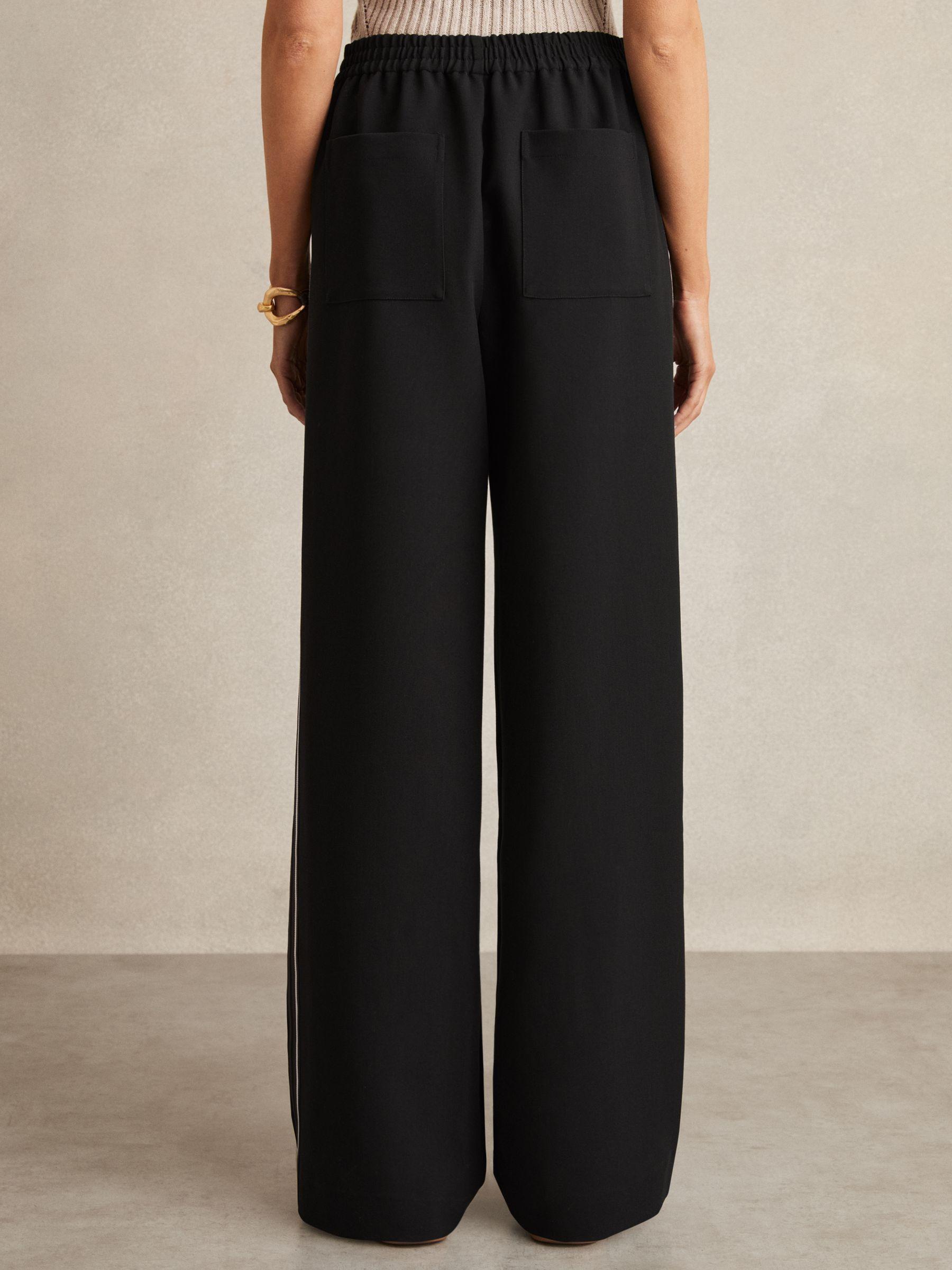 Side-Stripe Wide-Leg Trousers in Black Product Image