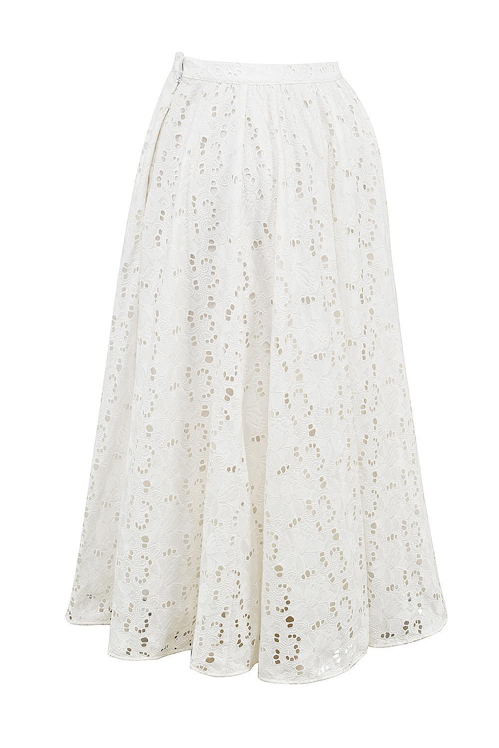 Francine  white broderie anglais midi skirt Product Image