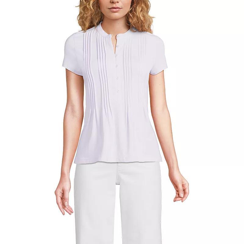 Women's Lands' End Lightweight Jersey Button Pintuck Top, Size: Small, White Product Image