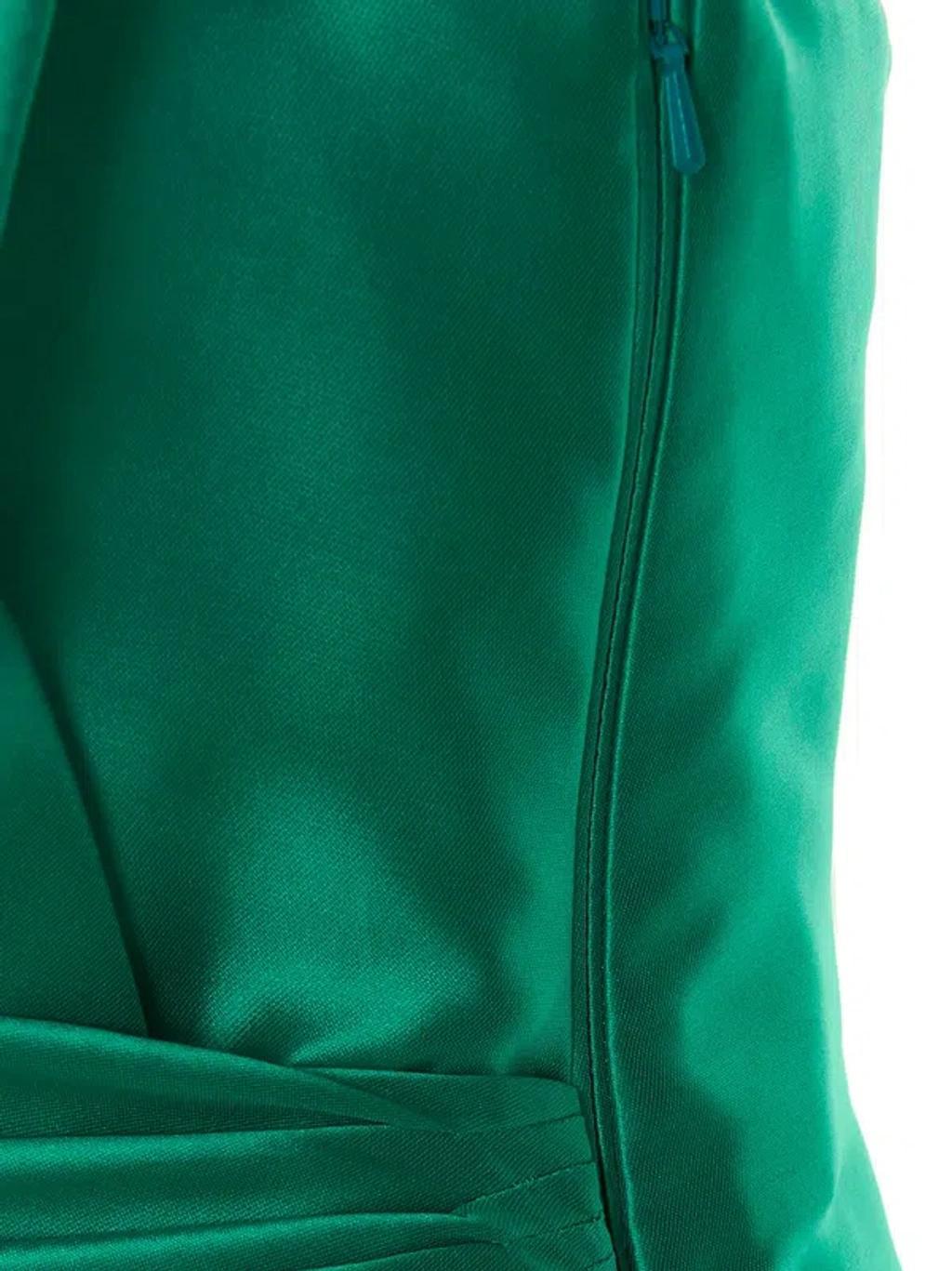 ALBERTA FERRETTI Strapless Draped Satin Maxi Dress In Green Product Image