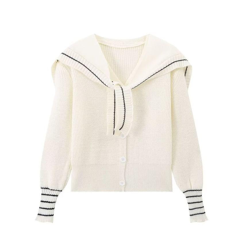 Sailor Collar Two Tone Cardigan Product Image