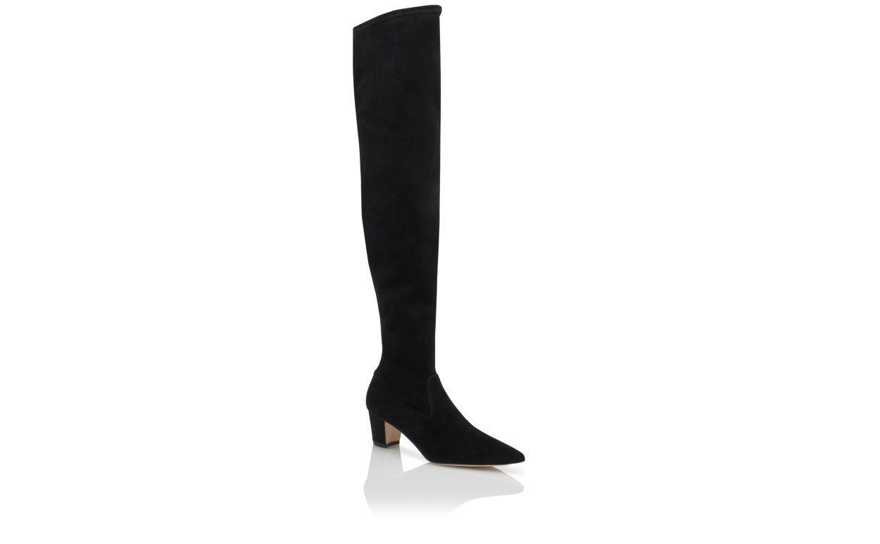 LUPASCA Black Suede Thigh High Boots Product Image
