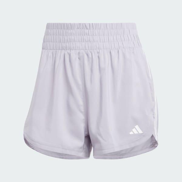 adidas Pacer Training 3-Stripes Woven High-Rise Shorts Aurora Ruby S 3 Womens Product Image