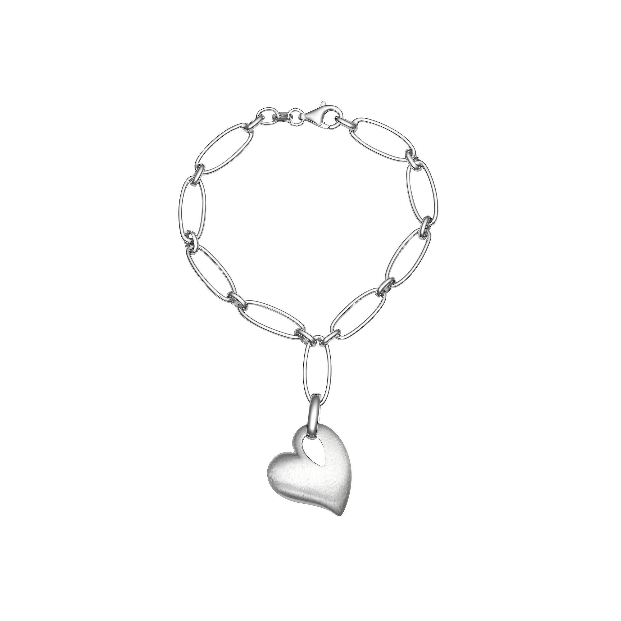 Sterling Silver Heart Charm Bracelet, Women's, Size: 7.5", Silver Tone Product Image