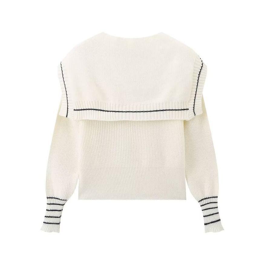 Sailor Collar Two Tone Cardigan Product Image