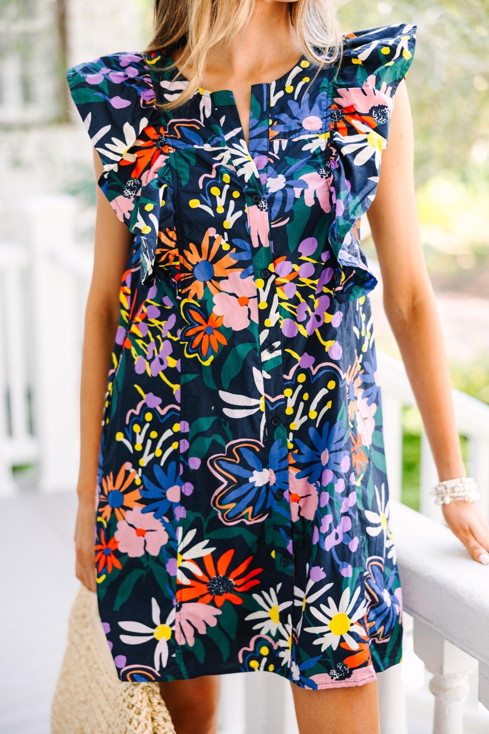 You've Got It All Navy Blue Floral Dress Female Product Image