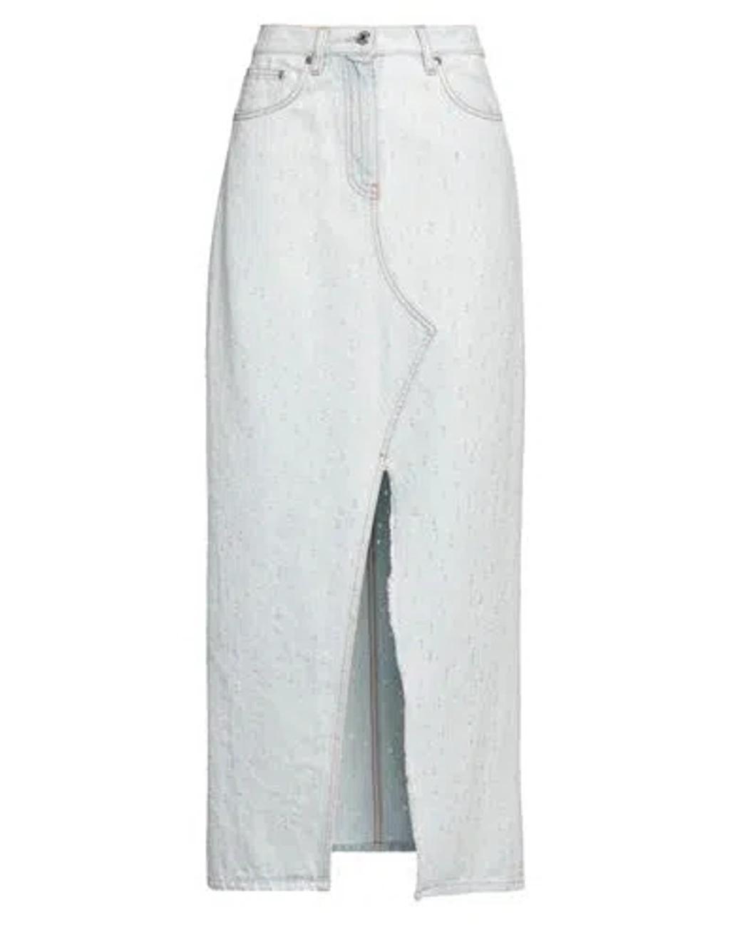 MSGM Distressed Maxi Skirt In 82 Light Blue Product Image