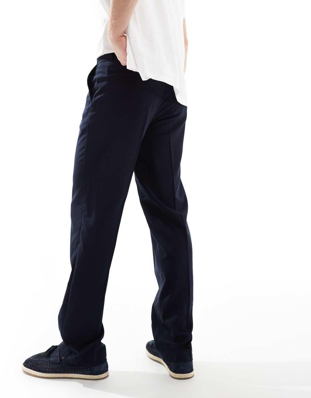 ASOS DESIGN straight leg pants in navy Product Image