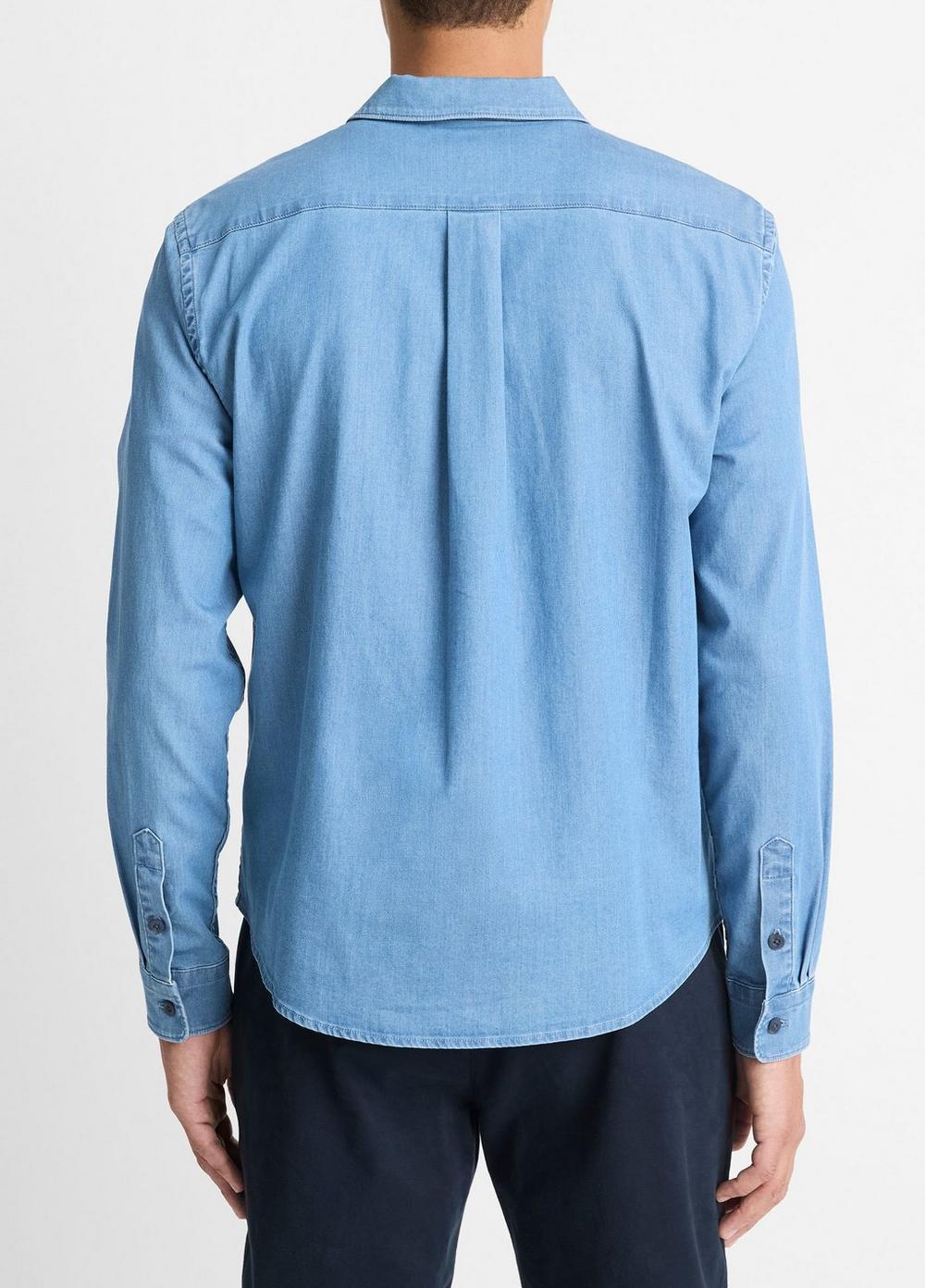 Mens Double Patch-Pocket Cotton Shirt, Washed Waterfall, Size XL Vince Product Image