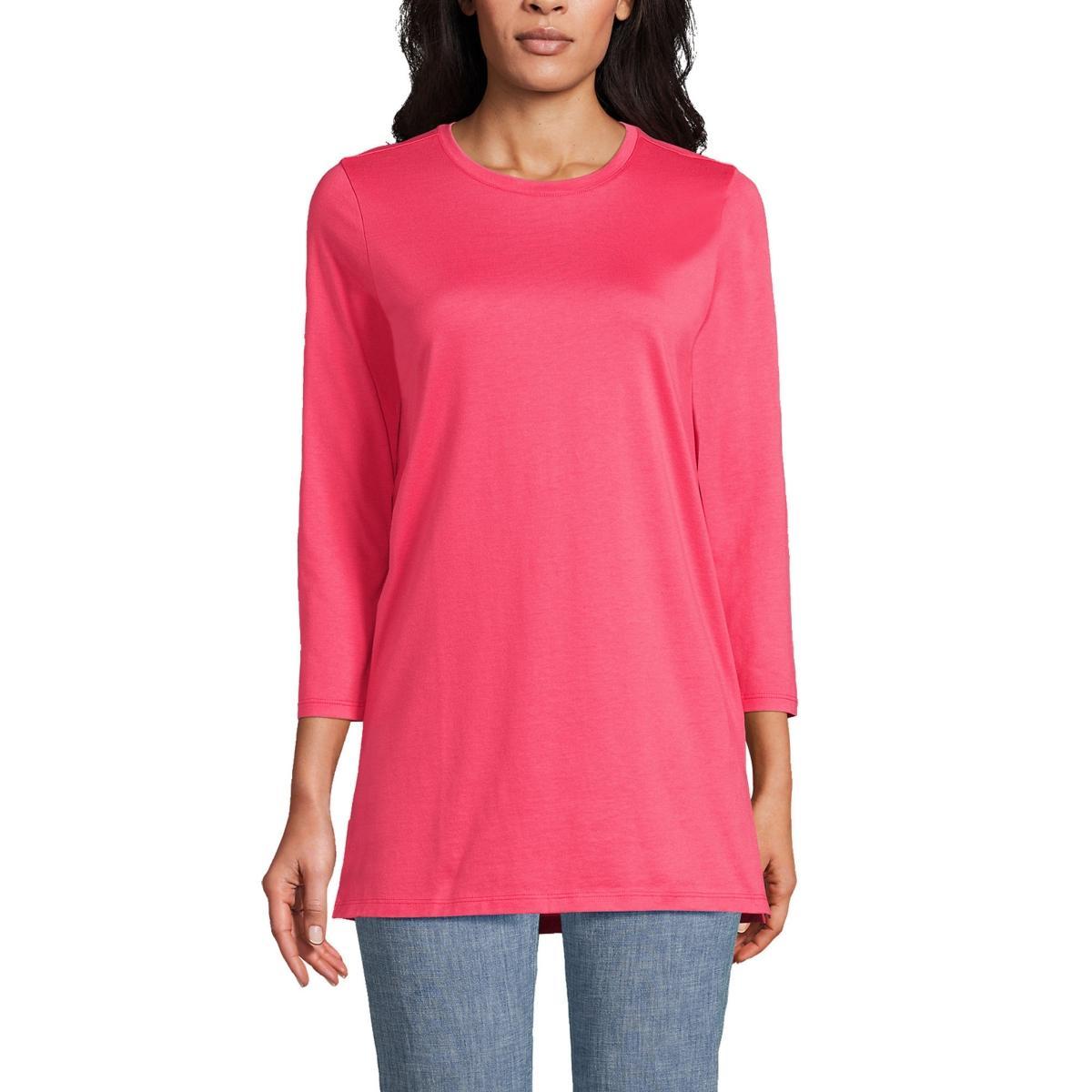 Women's Lands' End Supima Cotton Crewneck Tunic, Size: XL, Fresh Ivory Product Image