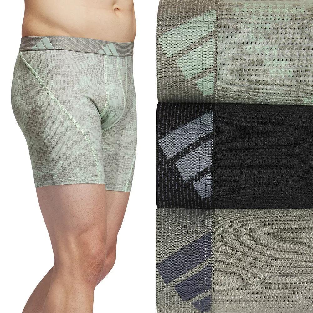 Men's adidas 3-pack Performance Mesh Graphic Boxer Briefs, Size: XXL, Dig Green S Product Image