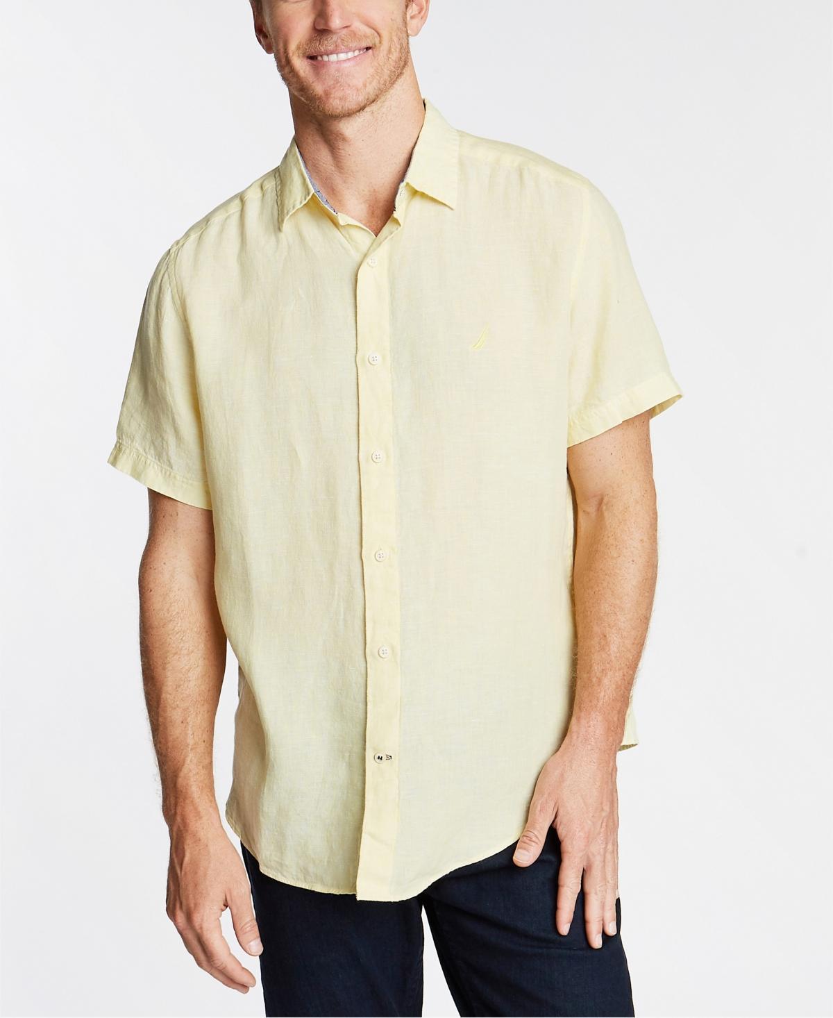 Men's Nautica Linen Short-Sleeve Shirt, Size: Large, Blue Product Image