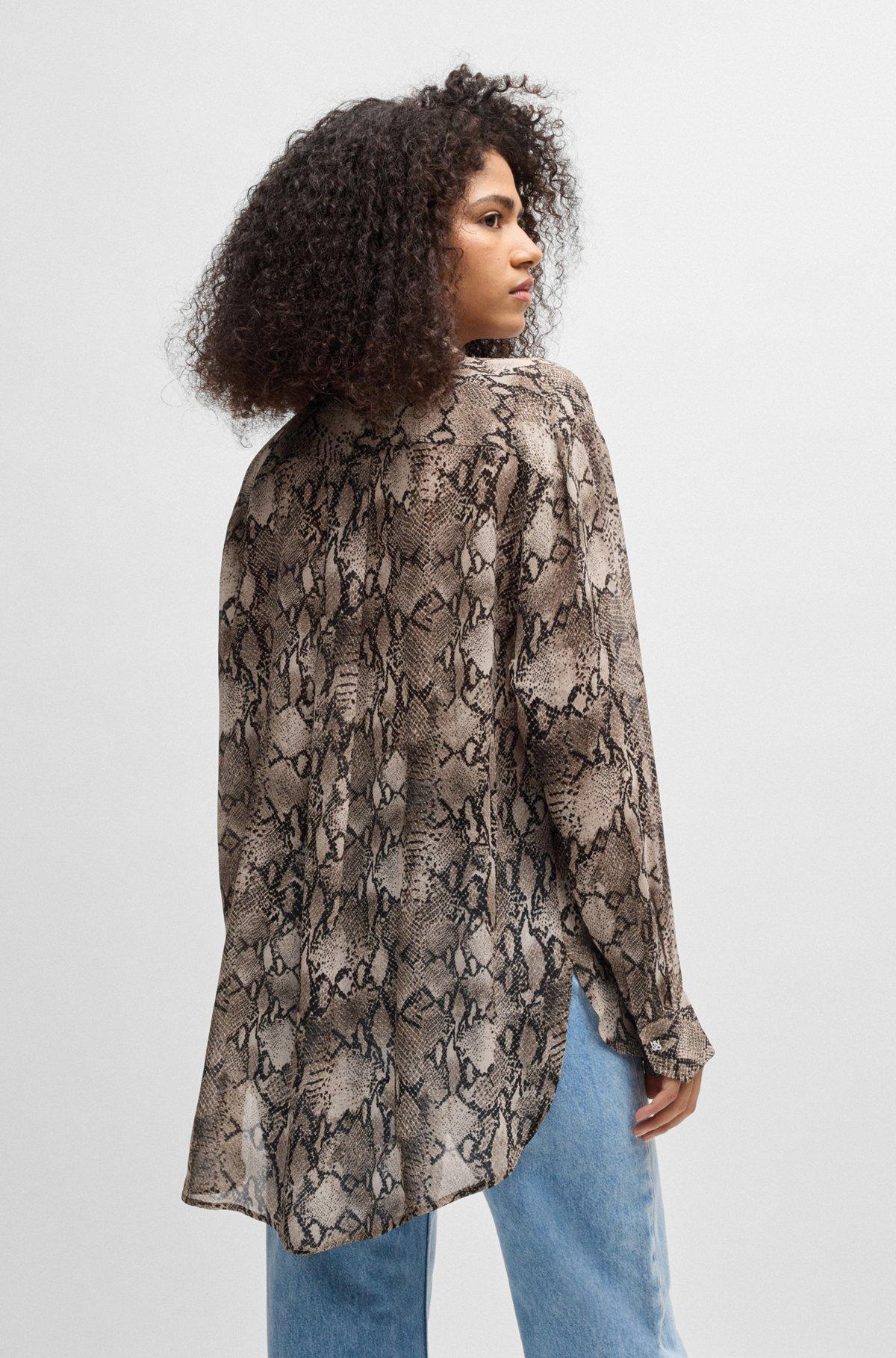 Oversize-fit blouse in python-print crepe de Chine Product Image