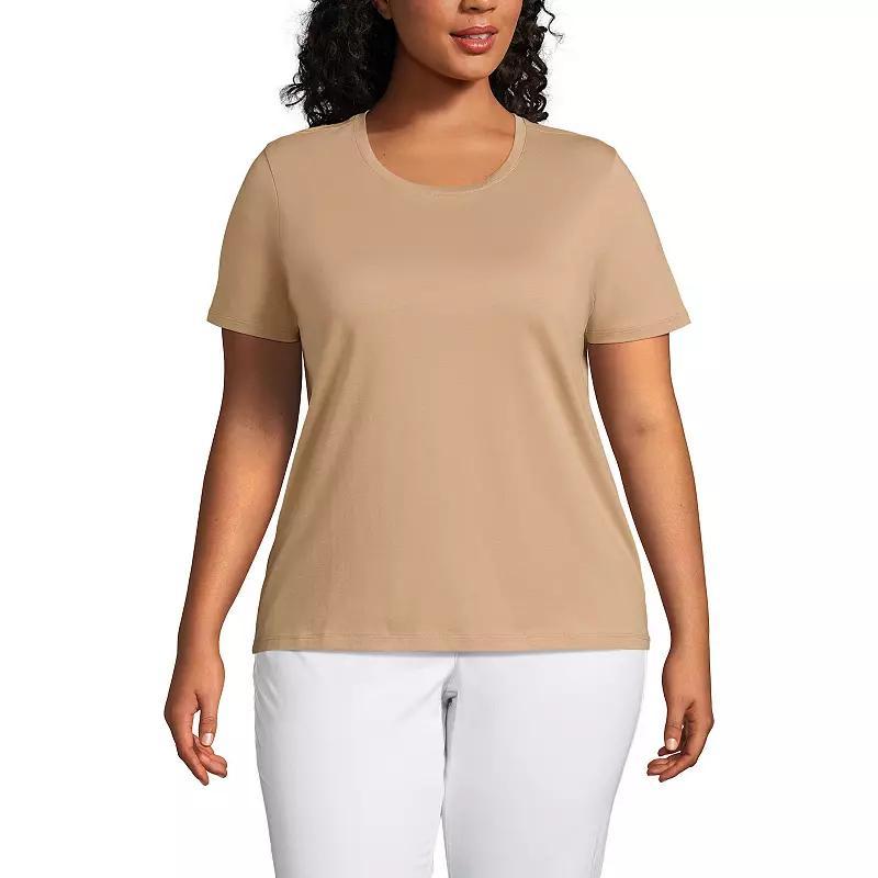 Plus Size Lands' End Relaxed Supima Cotton Crewneck Tee, Women's, Size: 1XL, Pale Yellow Product Image