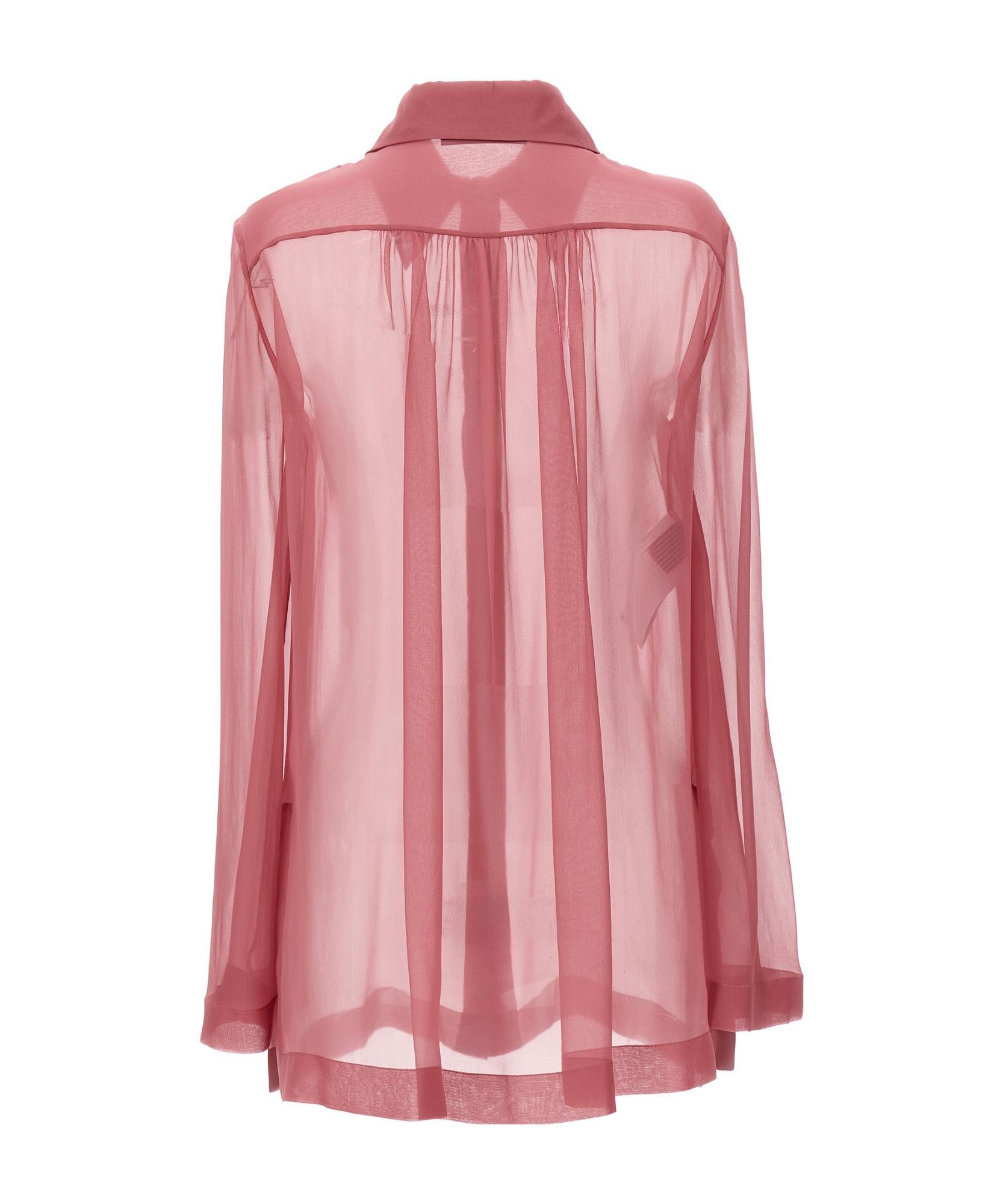 ALBERTA FERRETTI Semi-sheer Silk Shirt In Pink Product Image