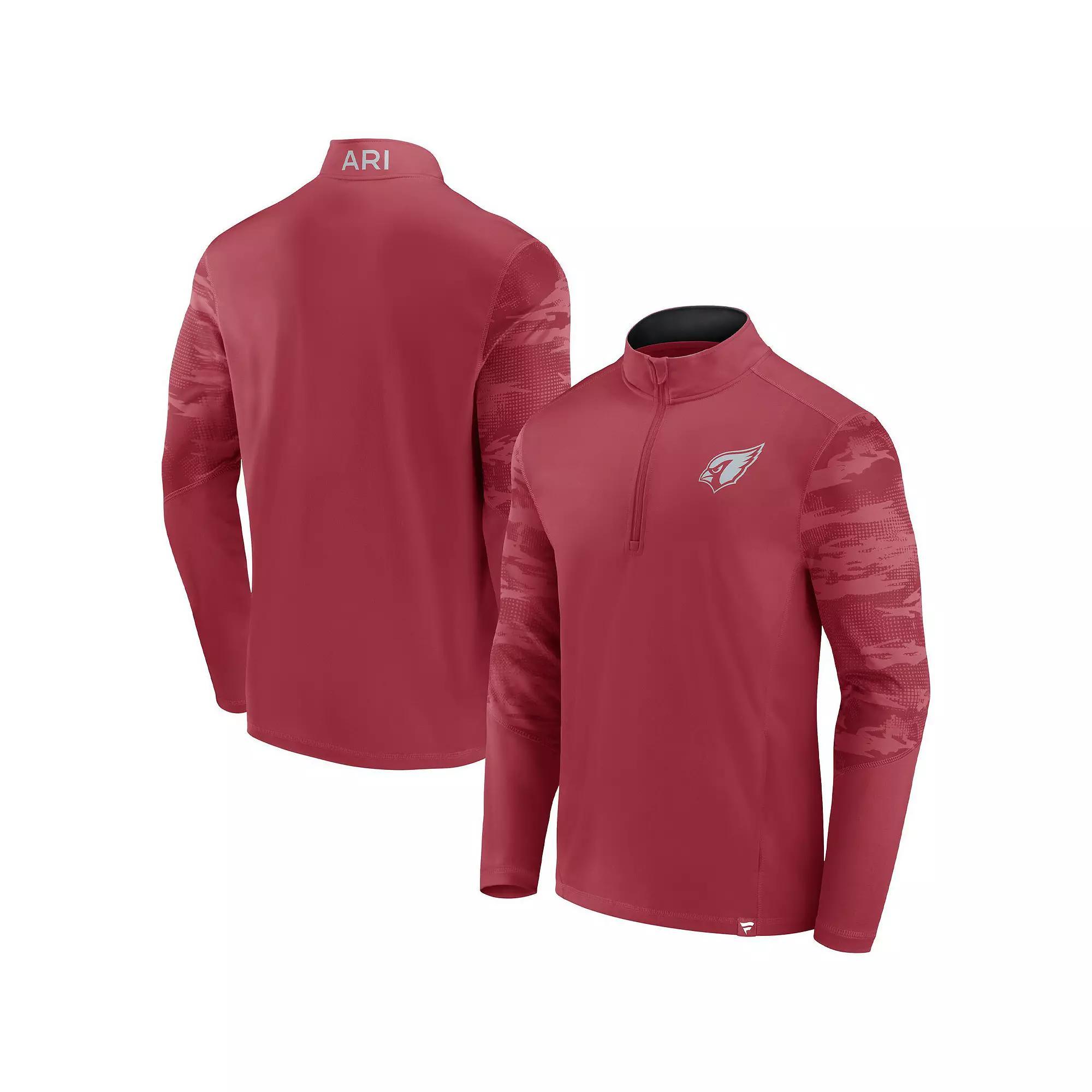 Men's Fanatics Branded Cardinal Arizona Cardinals Ringer Quarter-Zip Jacket, Size: 2XL, Red Product Image