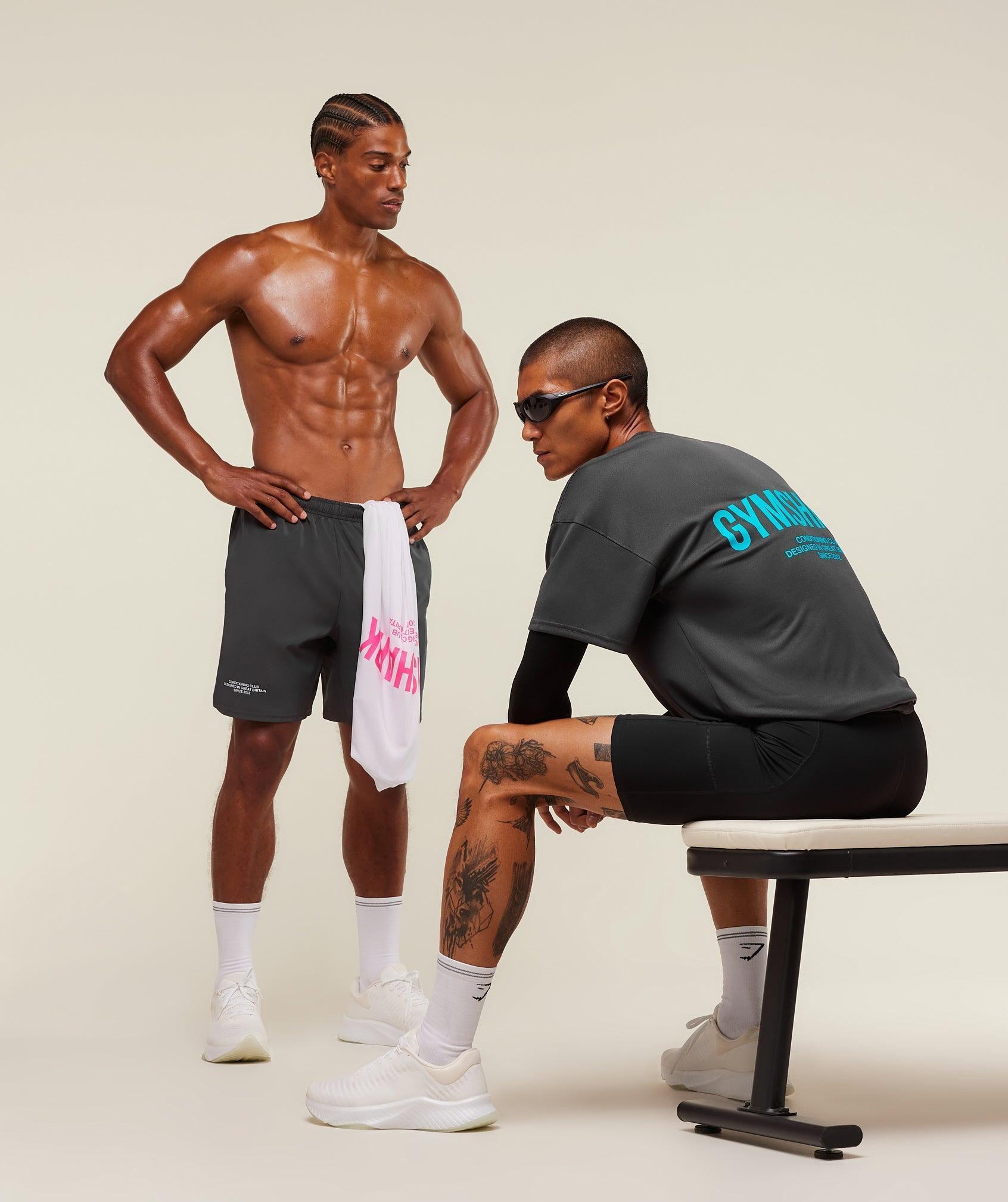 Gymshark Conditioning Club Oversized T-Shirt - Onyx Grey/Brand Blue Male Product Image