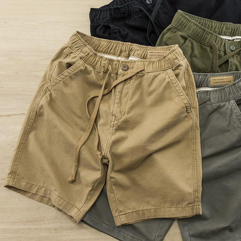 Drawstring Waist Plain Shorts Product Image