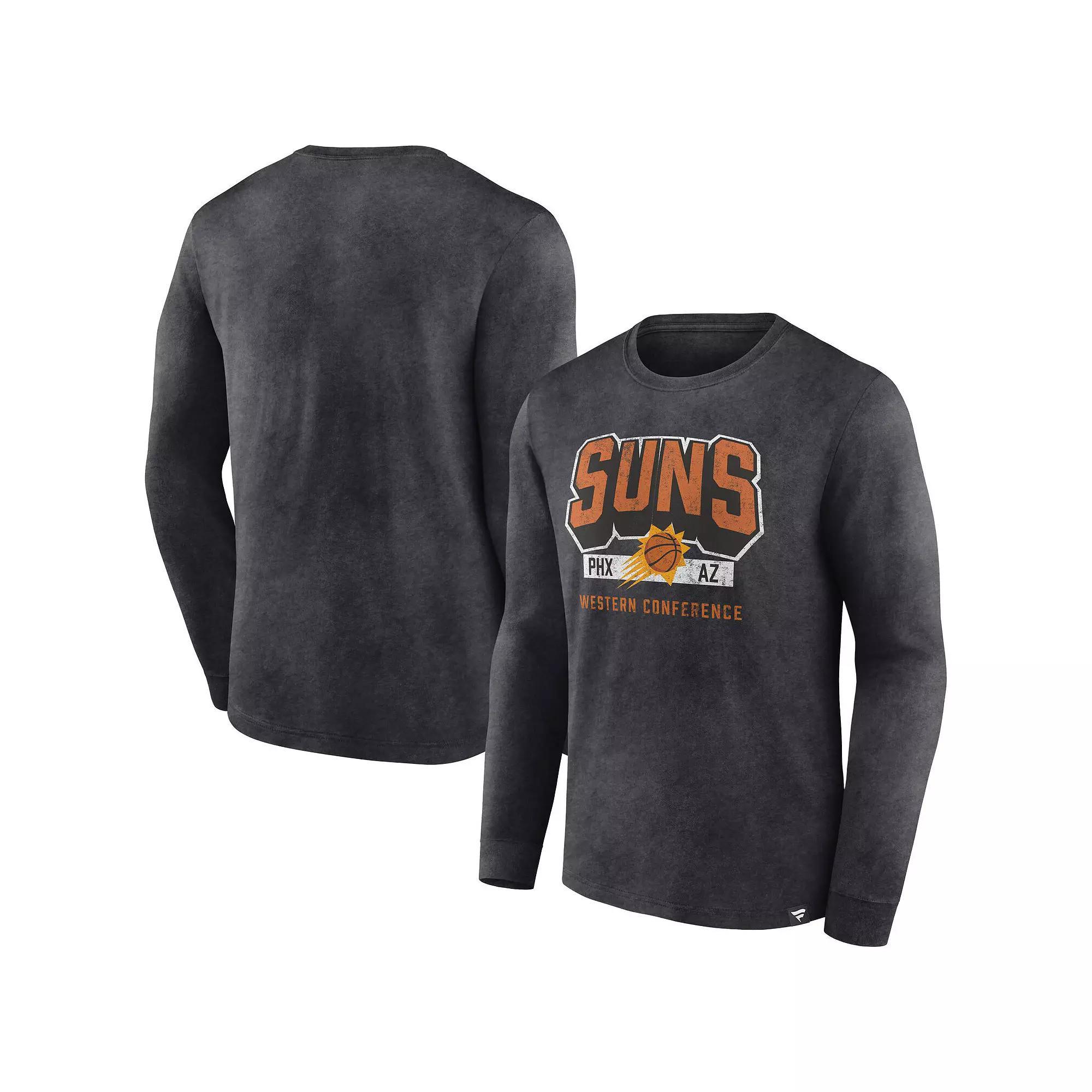 Men's Fanatics Branded Heather Charcoal Phoenix Suns Front Court Press Snow Wash Long Sleeve T-Shirt, Size: 2XL, Phx Charco Product Image