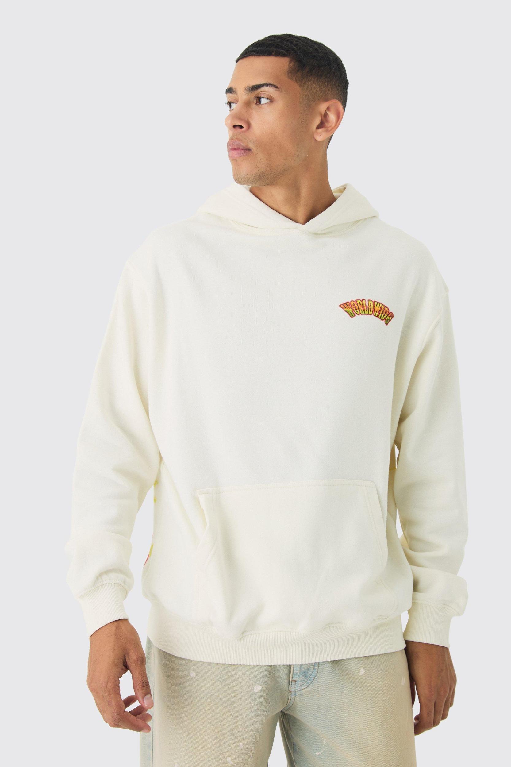 Oversized Over The Seams Ofcl Tour Back Graphic Hoodie | boohooMAN USA Product Image