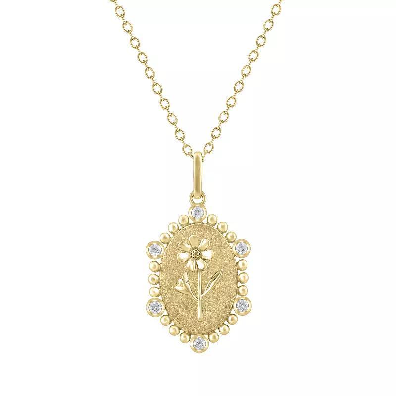 Royal Aura Sterling Silver 1/10 Carat T.W. Diamond Birth Flower October Cosmos Pendant Necklace, Women's, Size: 18", Gold Tone Product Image