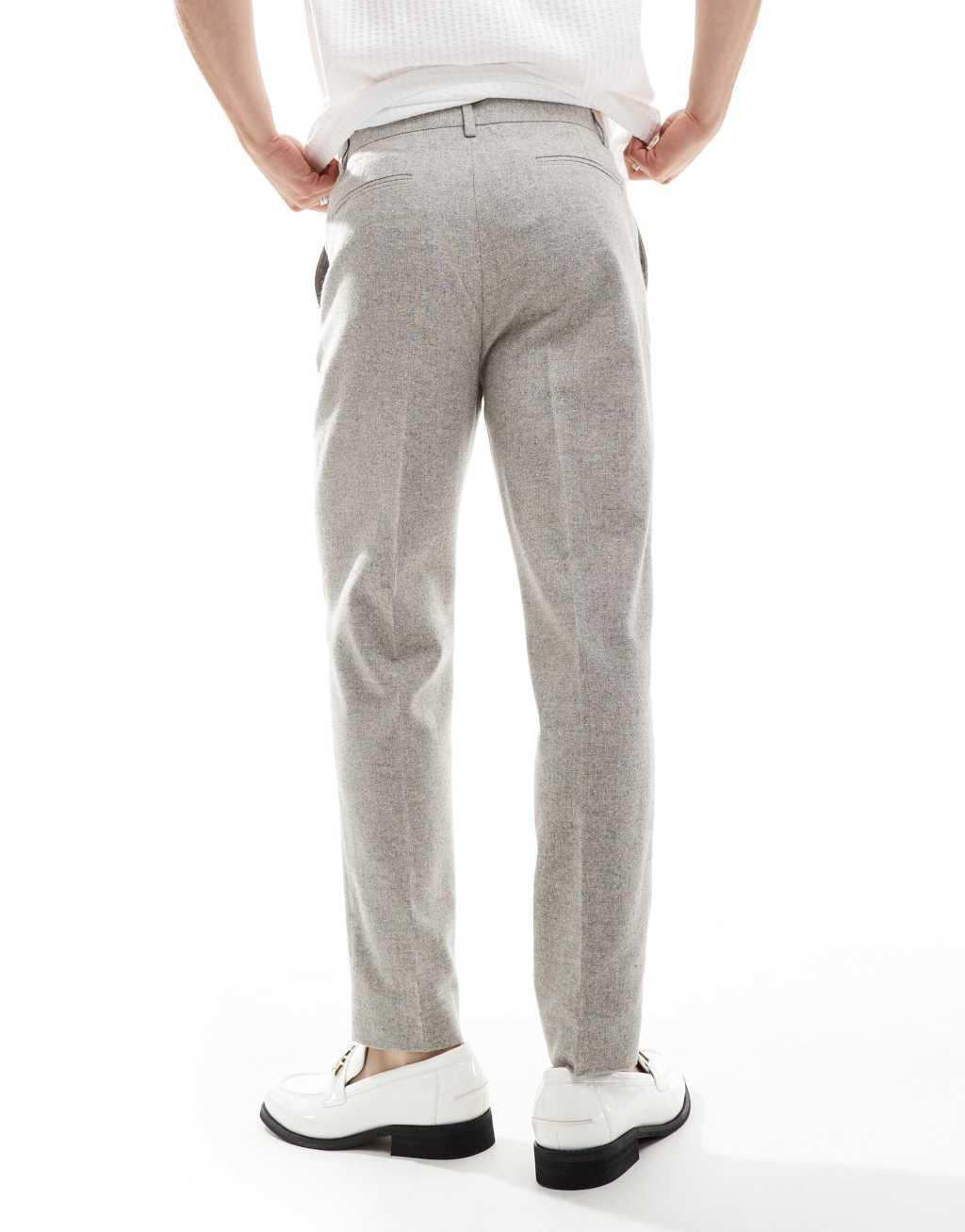 ASOS DESIGN smart tapered fit wool mix pants in gray Product Image