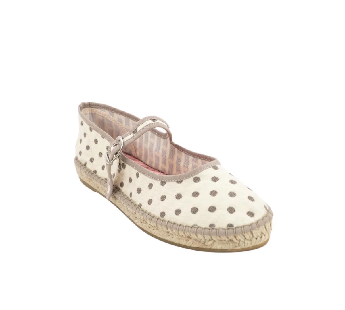 Espadrille Mary Jane Taupe Polka Dots Product Image