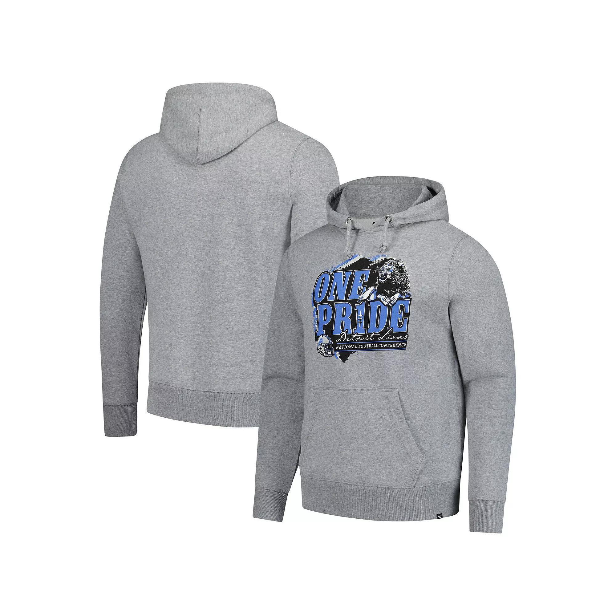 Men's '47  Gray Detroit Lions Regional Headline Pullover Hoodie, Size: Medium, Grey Product Image