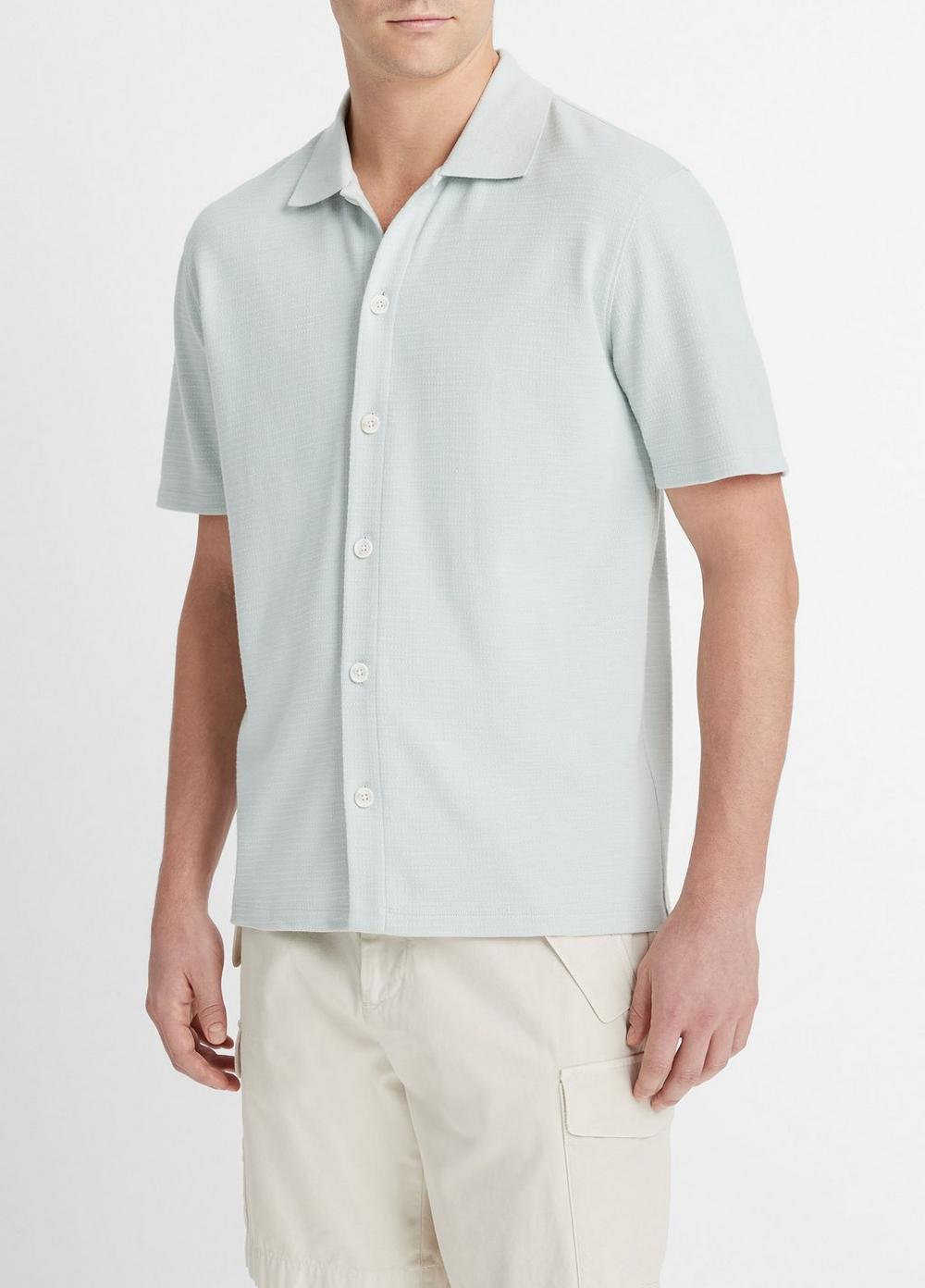 Mens Variegated Jacquard Short-Sleeve Button-Front Shirt, Hillside Blue, Size XXL Vince Product Image
