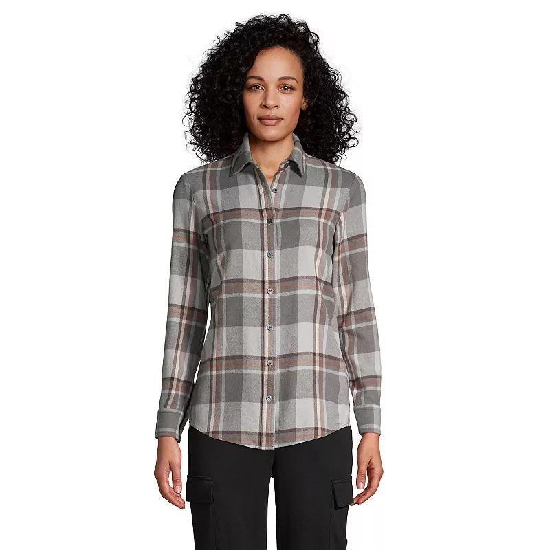 Women's Lands' End Flannel Boyfriend Shirt, Size: Large, Mesa Pink Plaid Product Image