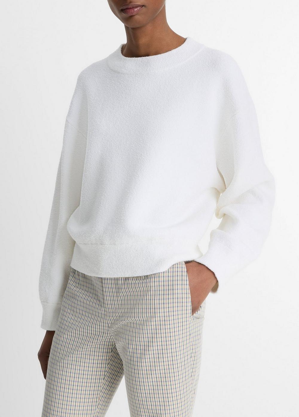 Womens Structured Cotton-Blend Boucl Sweater, Optic White, Size XS Vince Product Image