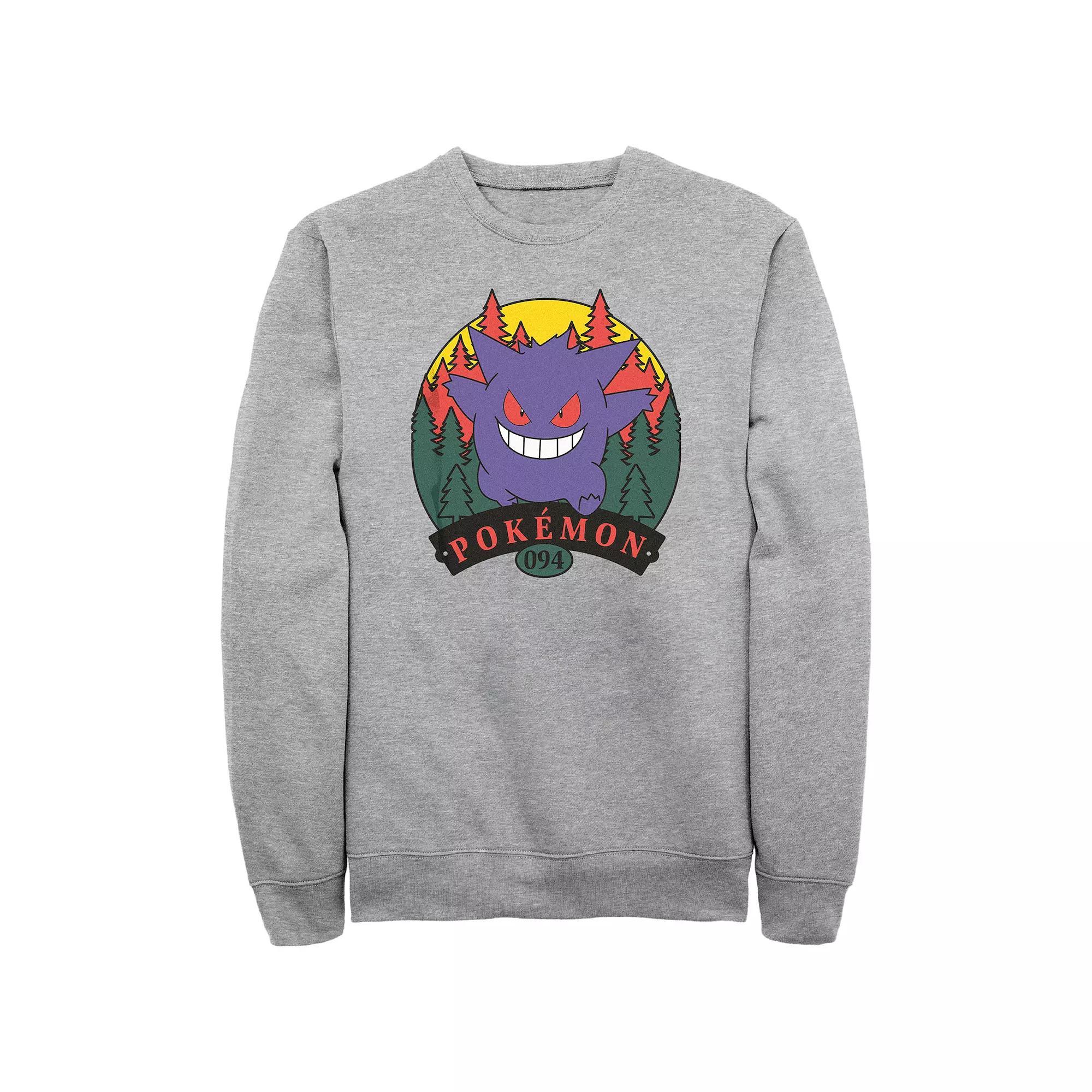 Men's Pokemon Gengar Attack Fleece Sweatshirt, Size: Large, Athletic Grey Product Image