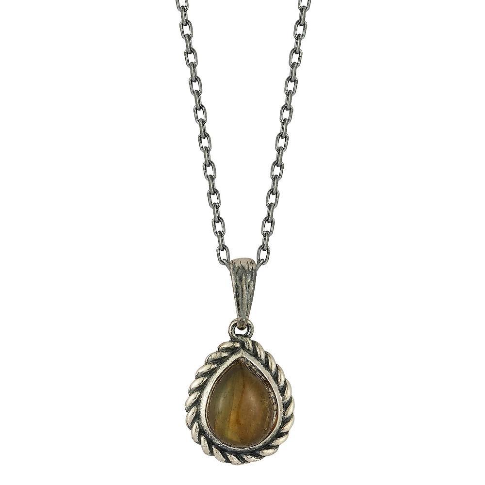 Sunkissed Sterling Oxidized Sterling Silver & Stone Teardrop Pendant Necklace, Women's, Size: 18", Silver Tone Labradorit Product Image