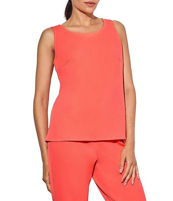 Ming Wang Stretch Deco Crepe Scoop Neck Sleeveless Top Product Image