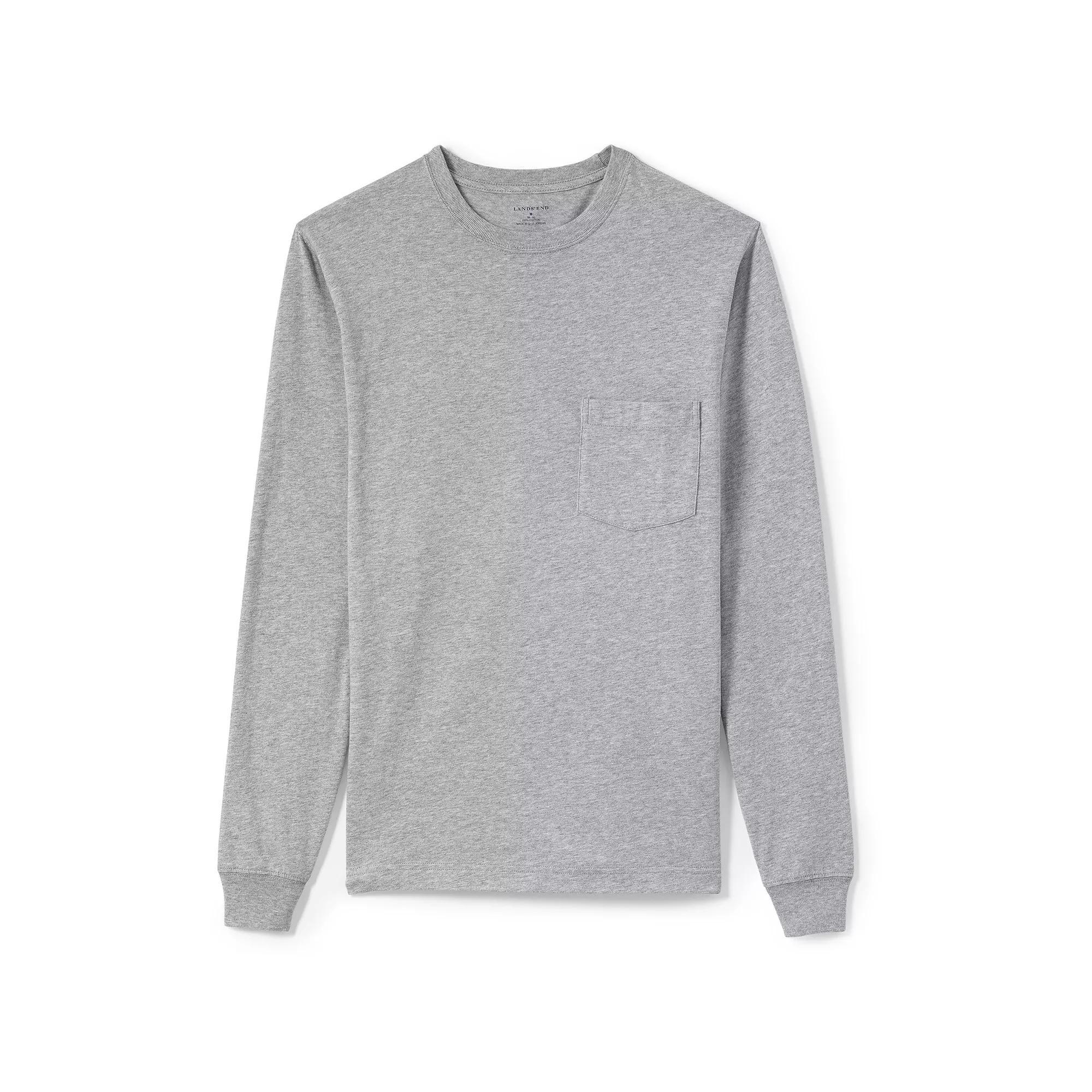 Men's Lands' End Super-T Henley, Size: XL, Gray Grey Product Image