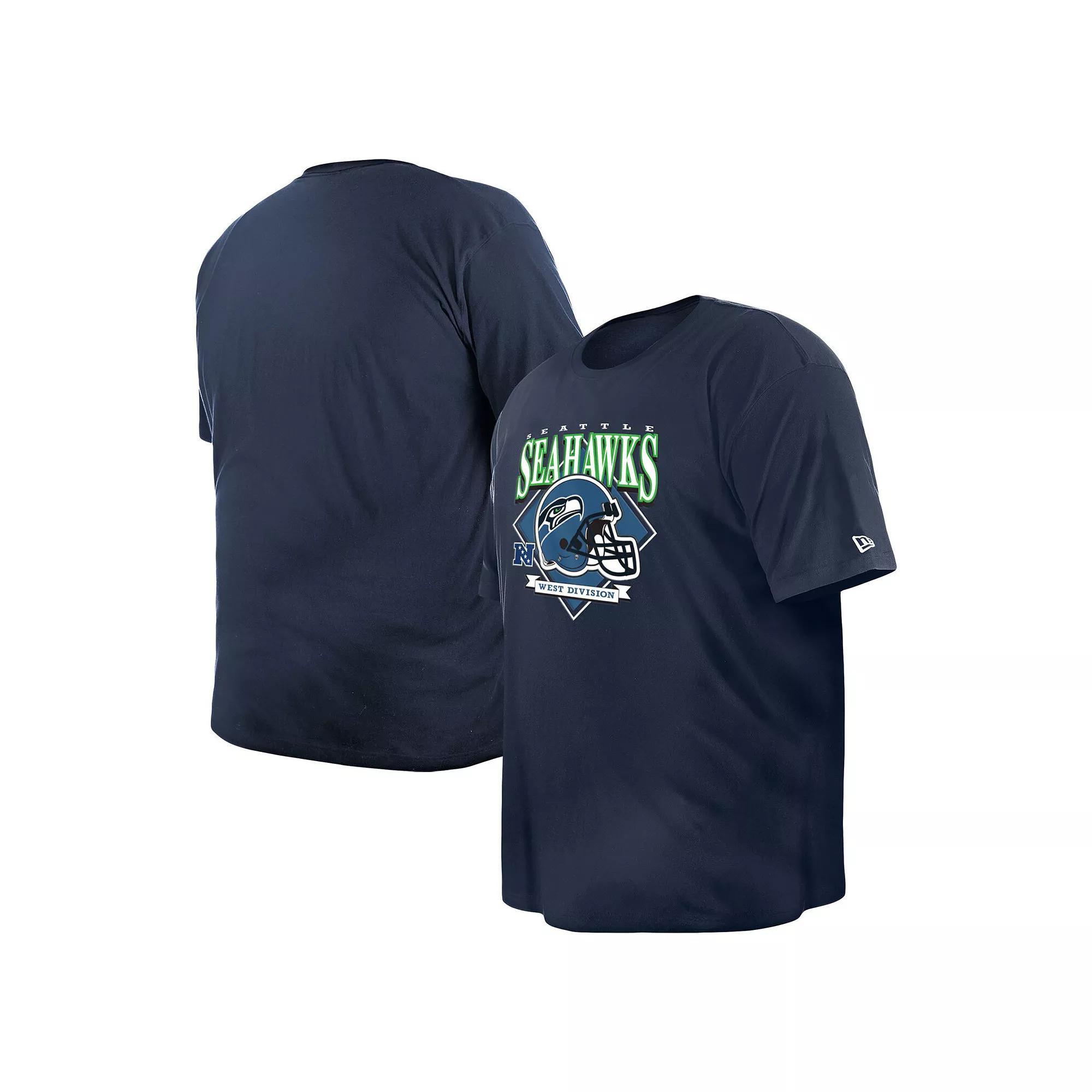Men's New Era College Navy Seattle Seahawks Big & Tall Helmet Historic Mark T-Shirt, Size: 3XB, Blue Product Image
