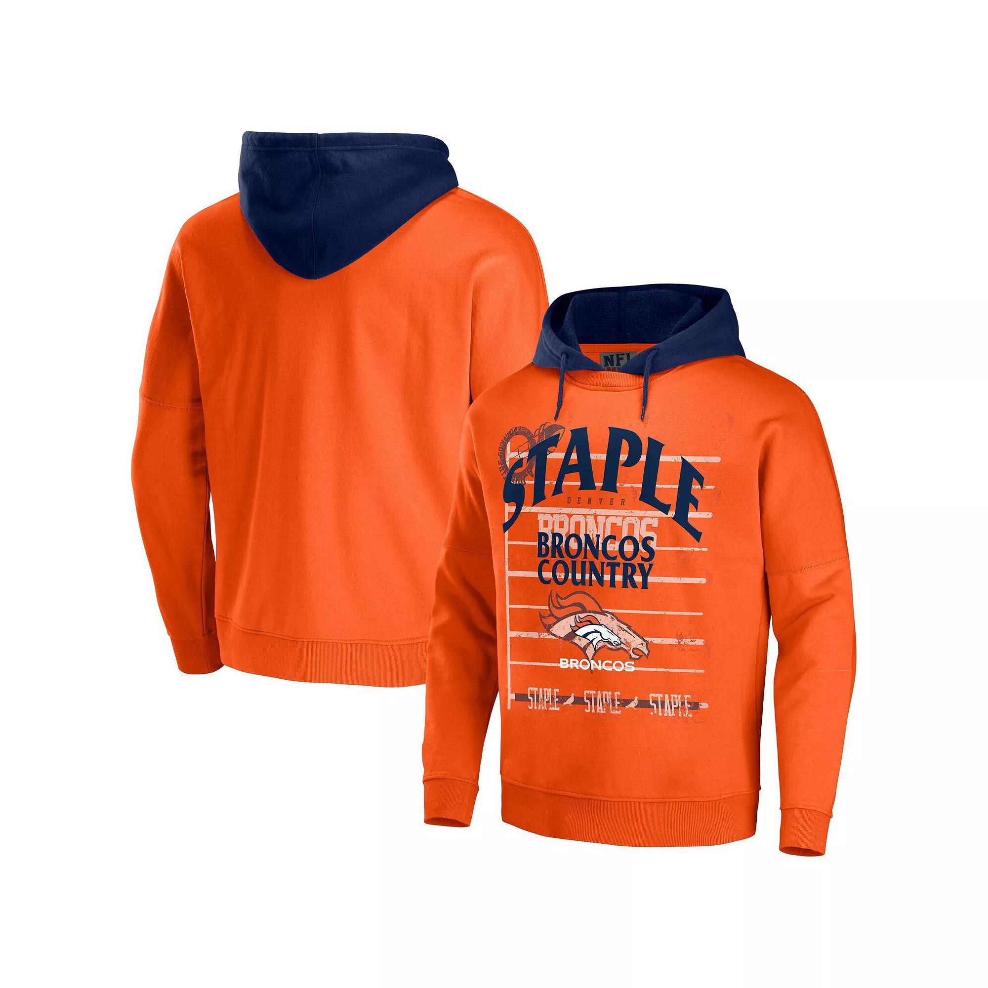 Men's NFL x Staple Orange Denver Broncos Throwback Vintage Wash Pullover Hoodie, Size: Medium Product Image