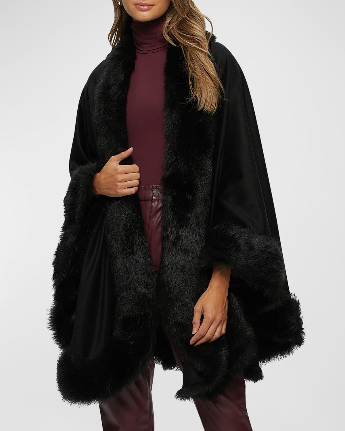 Cashmere Cape With Toscana Shearling Lamb Trim Product Image