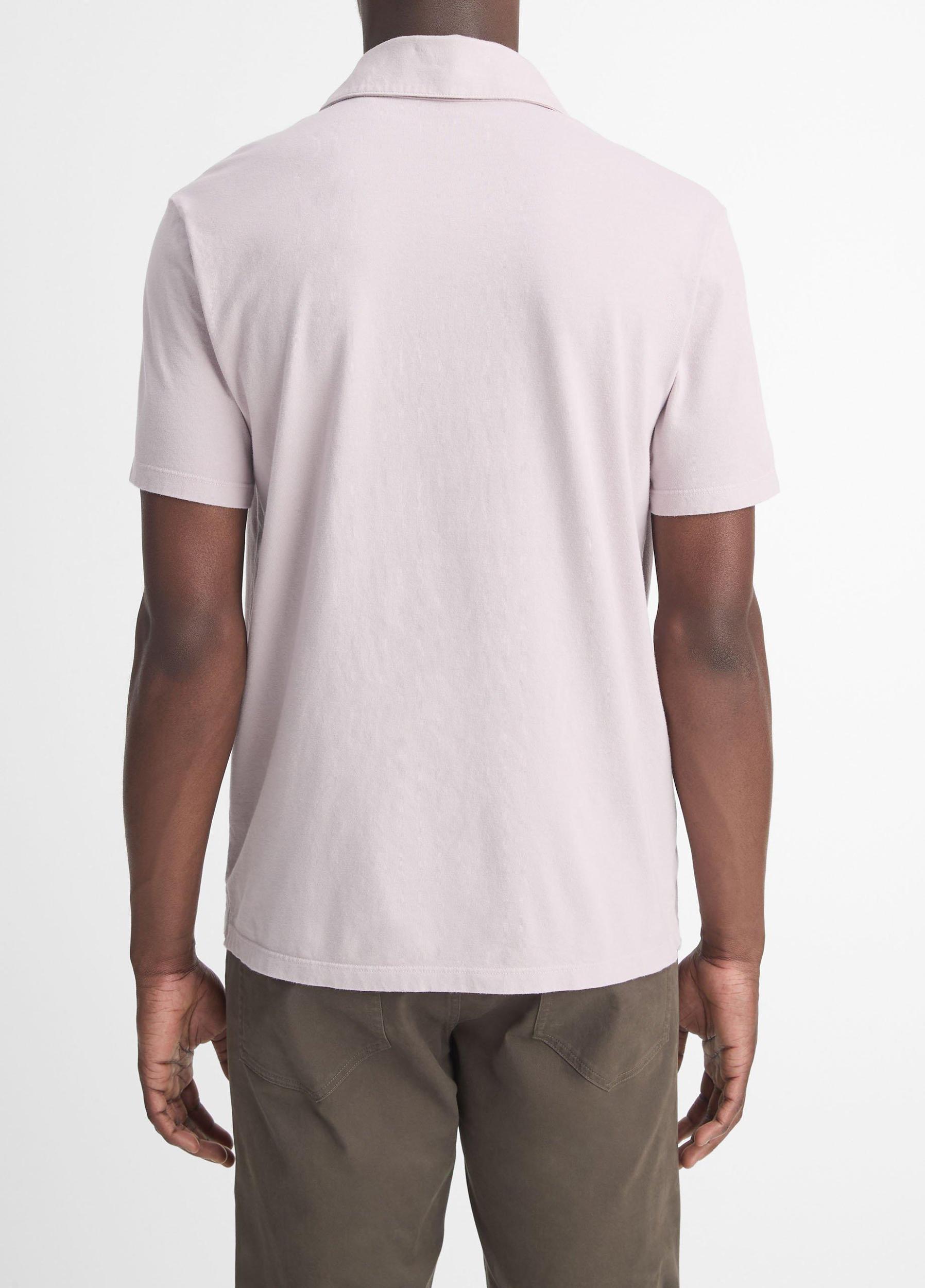 Mens Garment Dye Cotton Polo Shirt, Optic White, Size S Vince Product Image