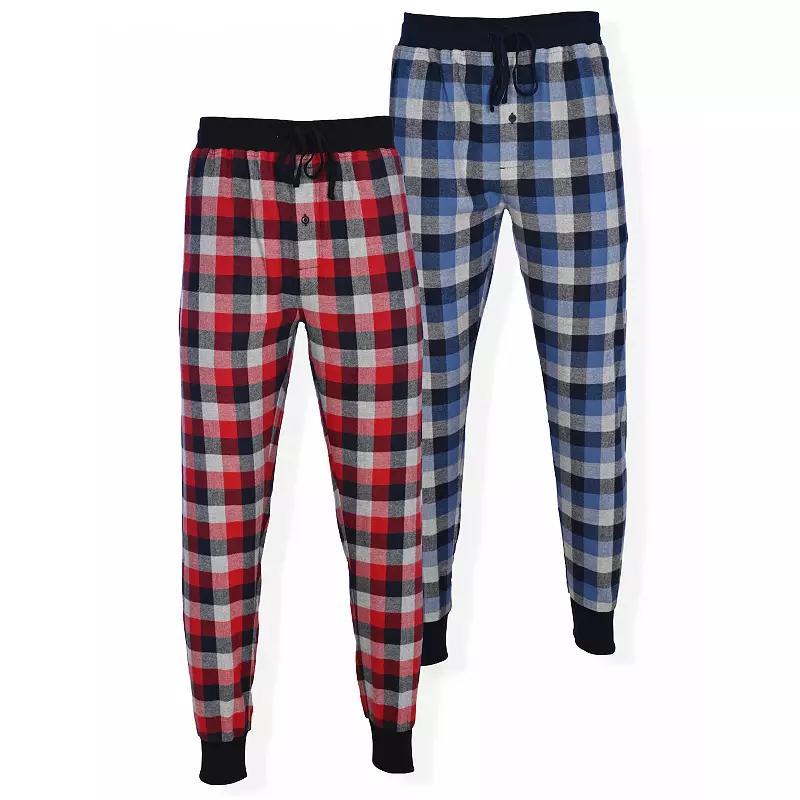 Big & Tall Hanes 2-pack Flannel Banded Bottom Pajama Pants, Men's, Size: 4XL Tall, Red Product Image