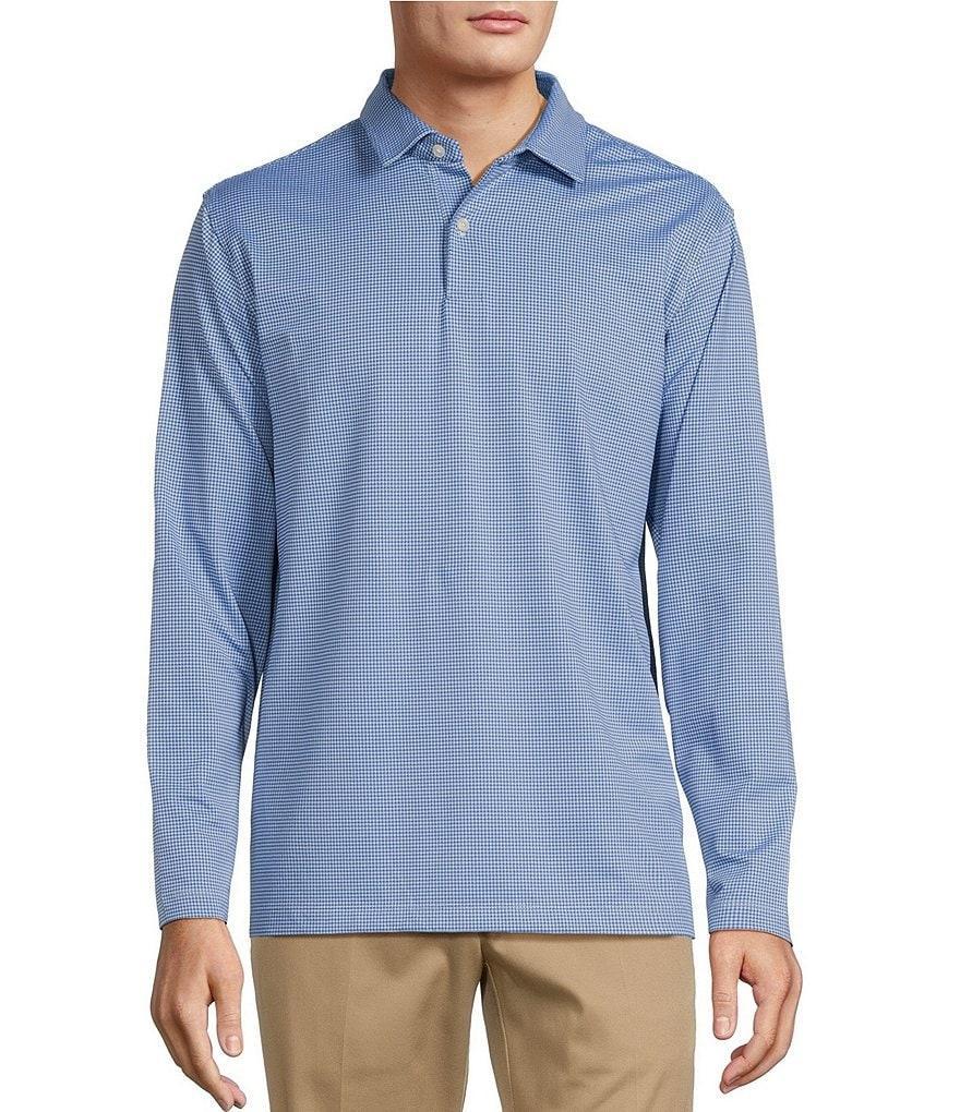 Roundtree & Yorke Performance Long Sleeve Mini-Pattern Polo Shirt Product Image