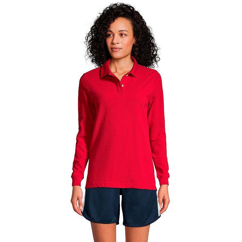 Womens Tall Lands End School Uniform Long Sleeve Mesh Polo Shirt Product Image