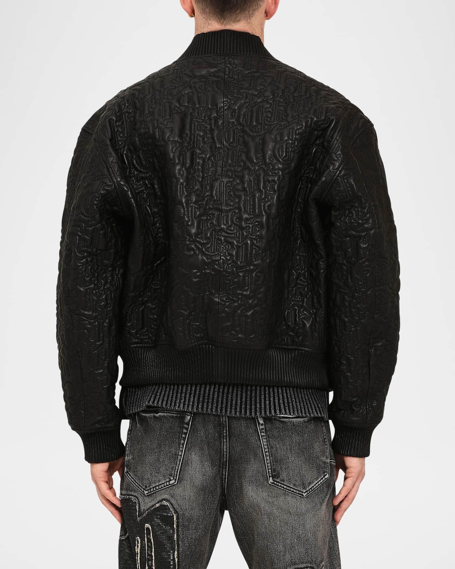 Men's Leather Oversized Bomber Jacket Product Image