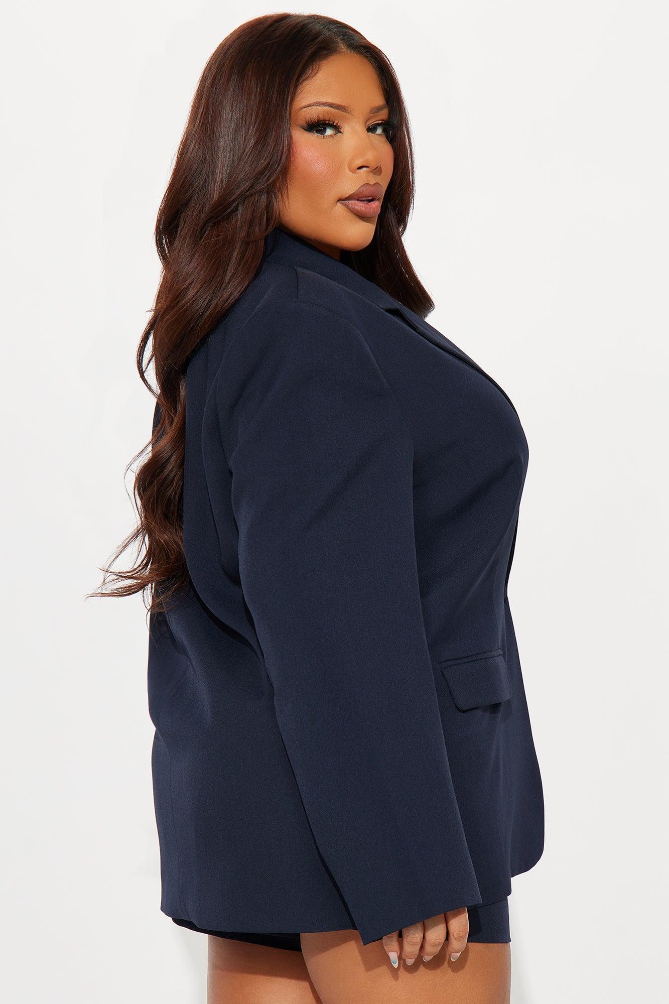 Cara Oversized Boxy Blazer - Navy Product Image