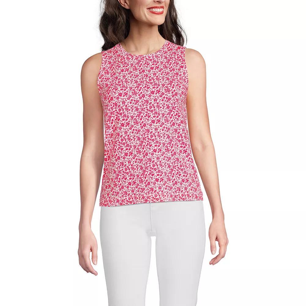Women's Lands' End Lightweight Jersey Tank Top, Size: Large, Sweet Orange Stripe Product Image