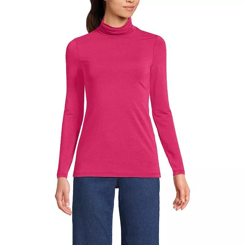 Petite Lands' End Lightweight Fitted Long Sleeve Turtleneck, Women's, Size: Small Petite, Estate Green Grey Product Image