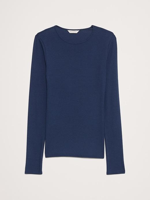Ribbed Long-Sleeve Crew-Neck T-Shirt Product Image