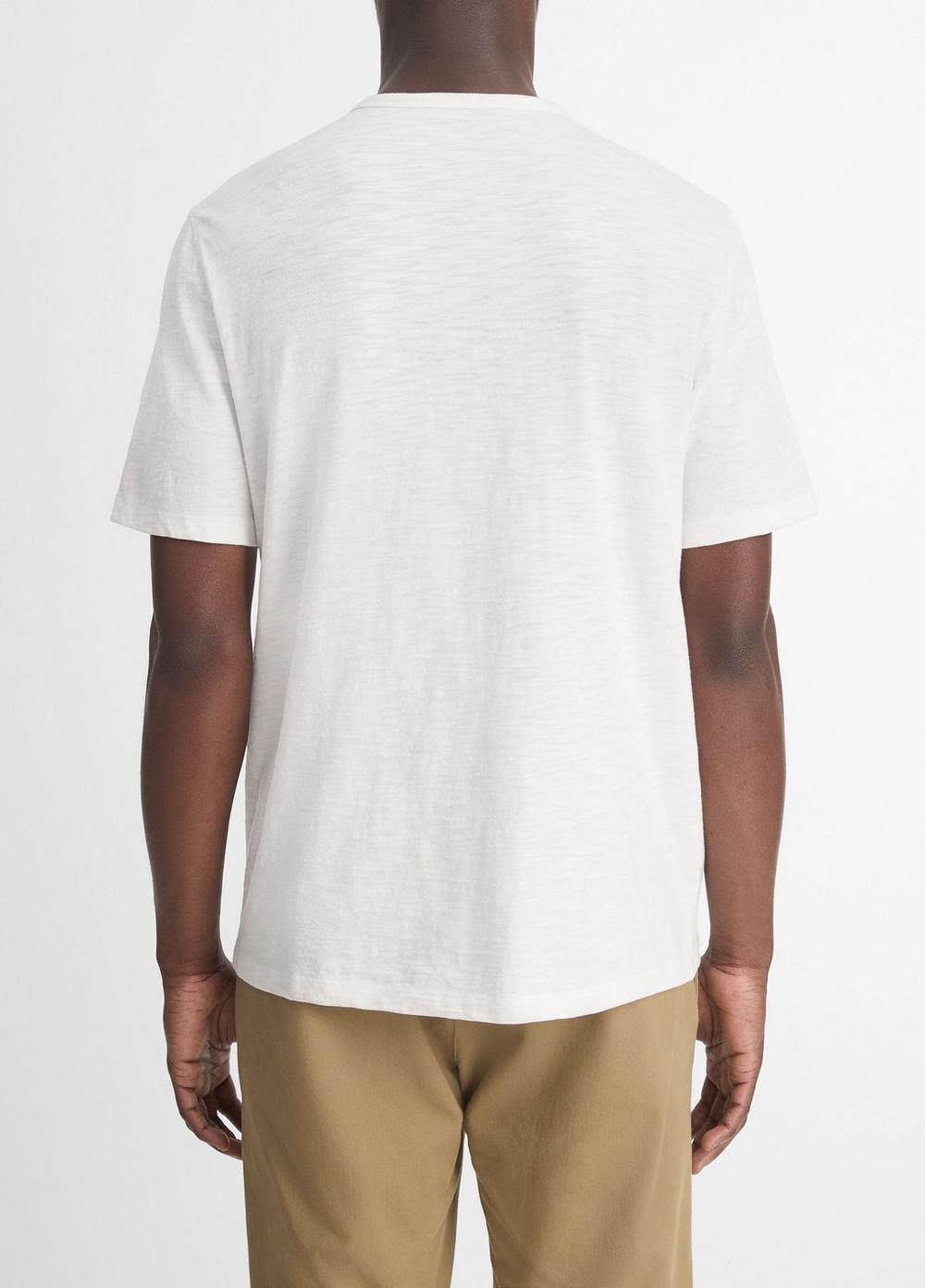 Mens Slub Cotton Split-Neck T-Shirt, Midnight Sky, Size M Vince Product Image