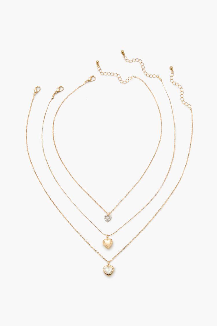 Heart Locket Charm Necklace Set | Forever 21 Product Image
