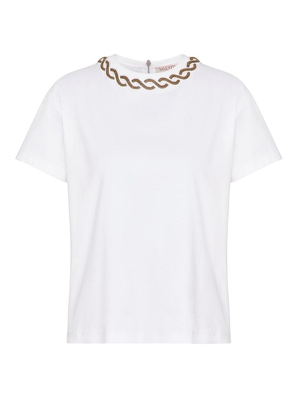 Womens Embroidered Cotton Jersey T-Shirt Product Image